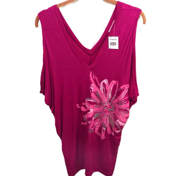 Summer tank top hop rpink floral NWT Medium sleeveless blouse v-neck - Picture 3 of 9